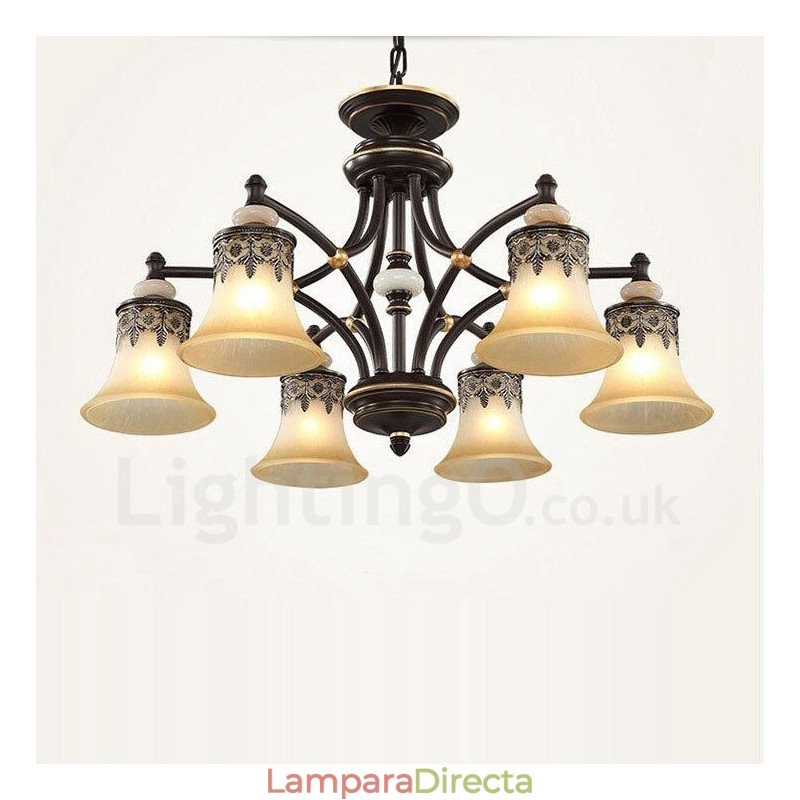 Lámpara de araña clásica tradicional de metal integrada de 6 luces