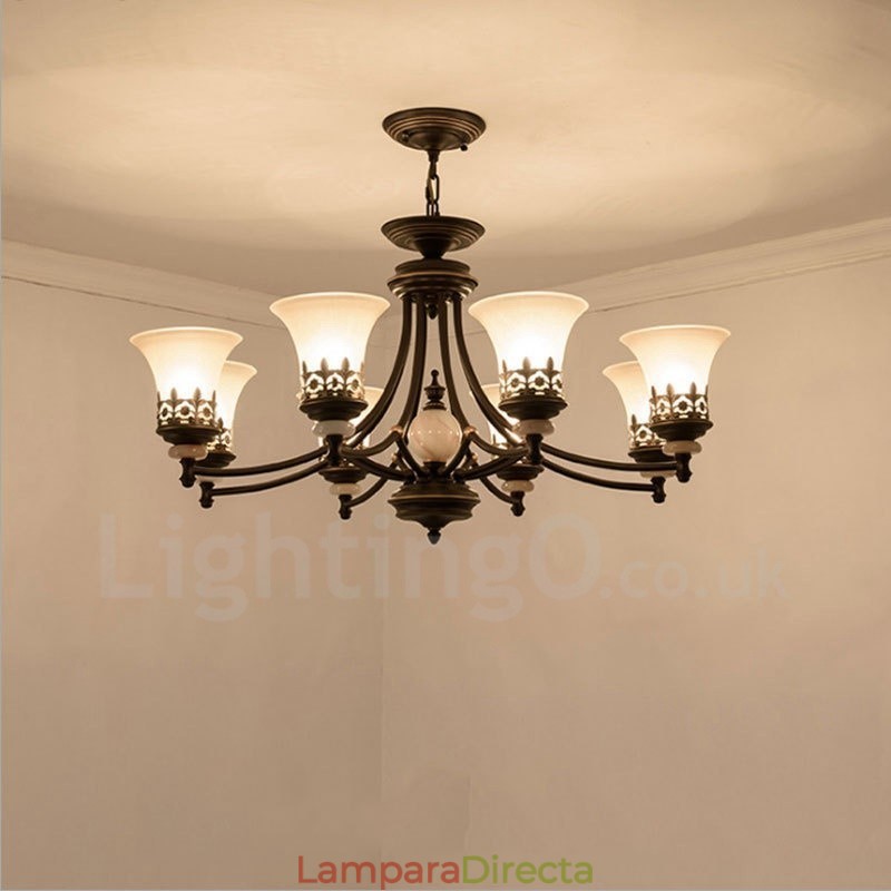 Lámpara de araña clásica tradicional de metal integrada de 8 luces