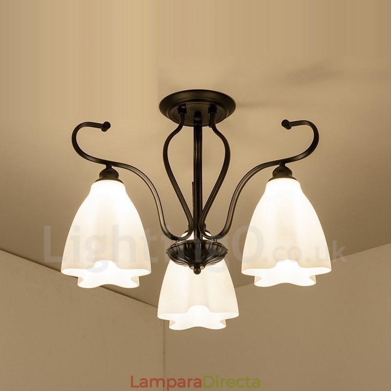 Lámpara de araña integrada rústica de 3 luces