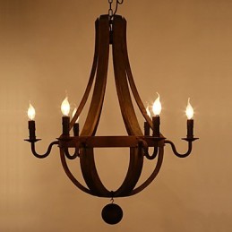 Lámpara colgante de madera rústica americana vintage, lámpara de araña, lámpara de salón y lámpara