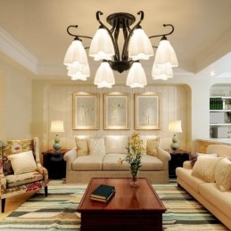 Lámpara de araña integrada rústica de 8 luces