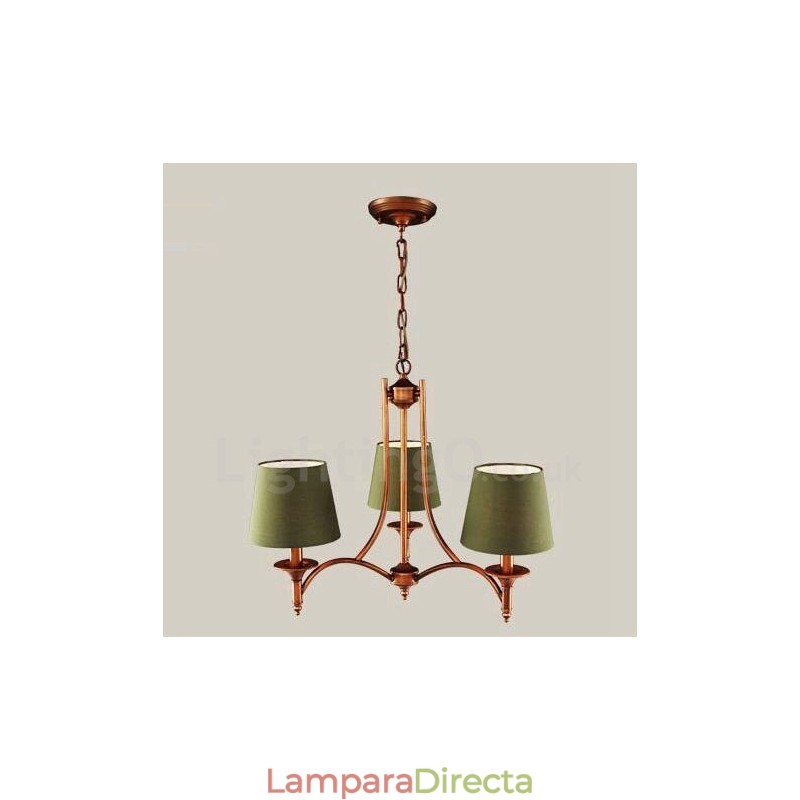 Lámpara de araña de metal integrada estilo rústico de 3 luces