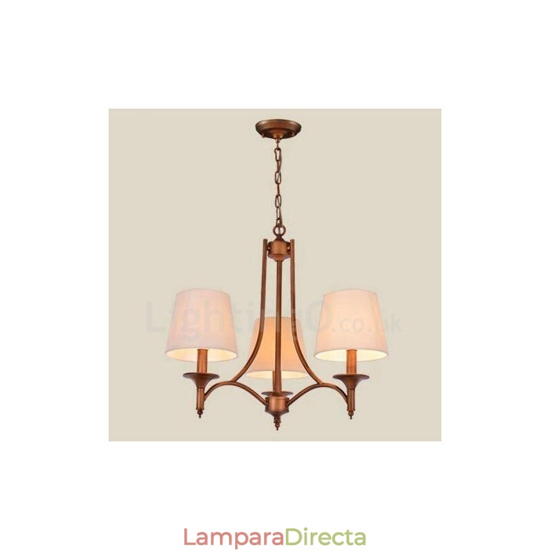 Lámpara de araña de metal integrada estilo rústico de 3 luces