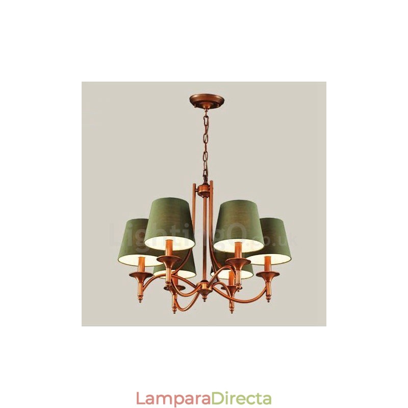 Lámpara de araña de metal integrada estilo rústico de 6 luces