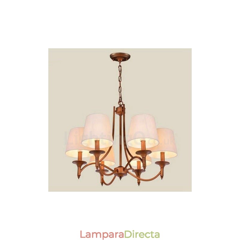 Lámpara de araña de metal integrada estilo rústico de 6 luces