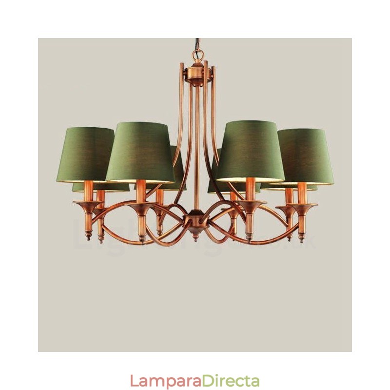 Lámpara de araña de metal integrada estilo rústico Lodge de 8 luces
