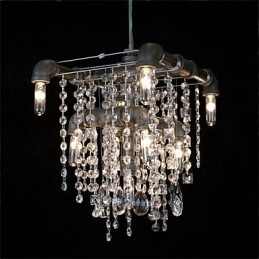 Lámpara de araña de cristal de 9 luces con diseño de tubo, estilo norteamericano