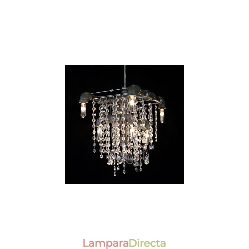 Lámpara de araña de cristal de 9 luces con diseño de tubo, estilo norteamericano