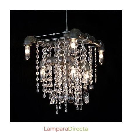 Lámpara de araña de cristal de 9 luces con diseño de tubo, estilo norteamericano Lámpara de araña de cristal de 9 luces con diseño de tubo, estilo norteamericano