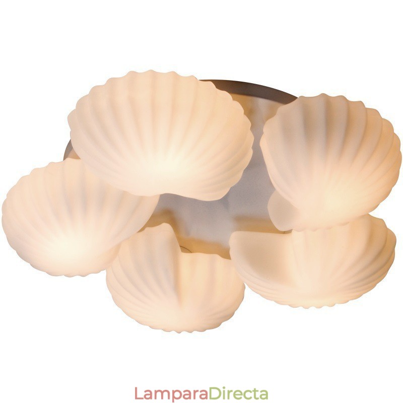 Lámpara de araña clásica tradicional integrada de 5 luces con pantalla de cristal