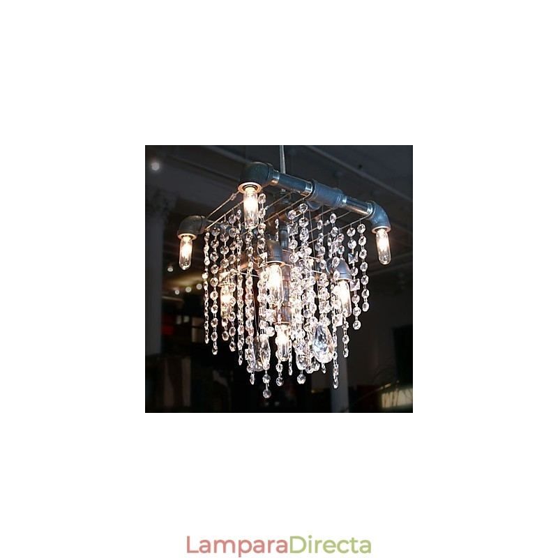 Lámpara de araña de cristal de 9 luces con diseño de tubo, estilo norteamericano
