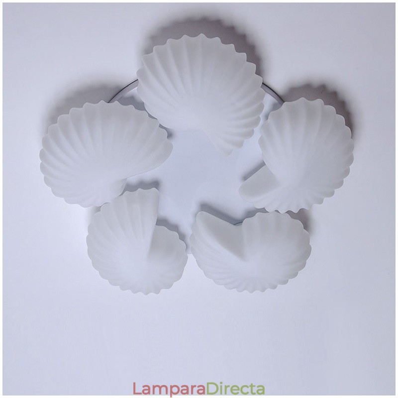 Lámpara de araña clásica tradicional integrada de 5 luces con pantalla de cristal