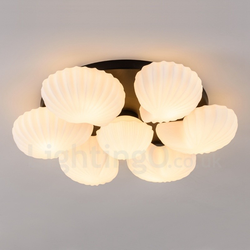 Lámpara de araña clásica tradicional integrada de 7 luces con pantalla de cristal