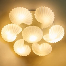 Lámpara de araña clásica tradicional integrada de 7 luces con pantalla de cristal