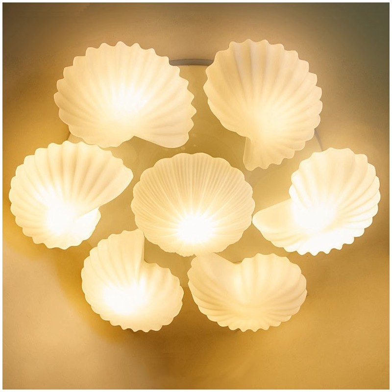Lámpara de araña clásica tradicional integrada de 7 luces con pantalla de cristal