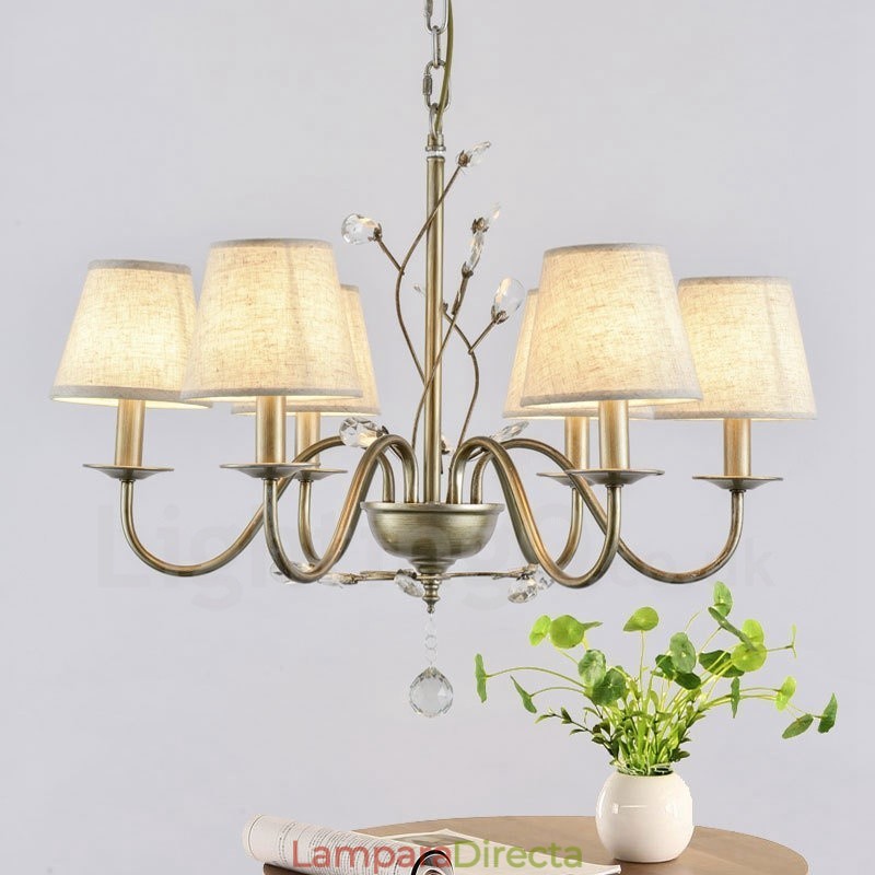 Lámpara de araña de metal integrada estilo rústico de 6 luces