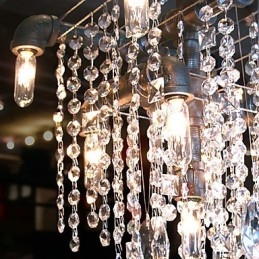 Lámpara de araña de cristal de 9 luces con diseño de tubo, estilo norteamericano