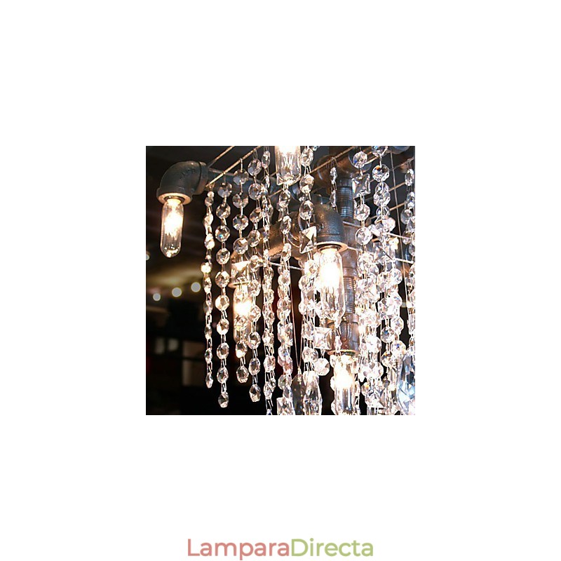 Lámpara de araña de cristal de 9 luces con diseño de tubo, estilo norteamericano