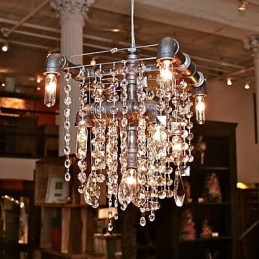 Lámpara de araña de cristal de 9 luces con diseño de tubo, estilo norteamericano