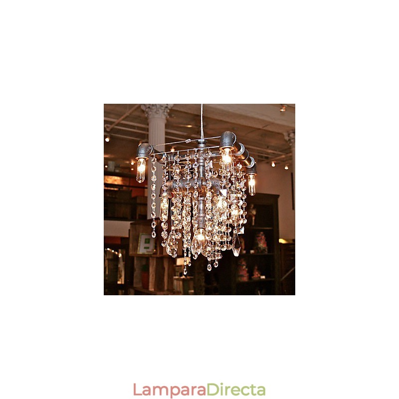 Lámpara de araña de cristal de 9 luces con diseño de tubo, estilo norteamericano