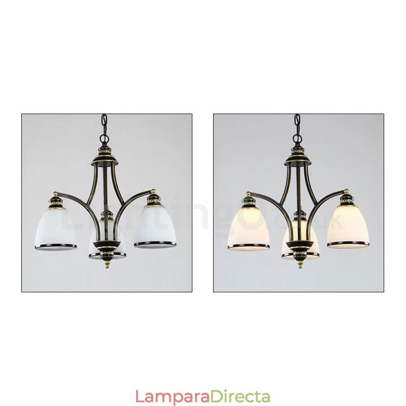 Lámpara de araña de metal integrada estilo rústico de 3 luces