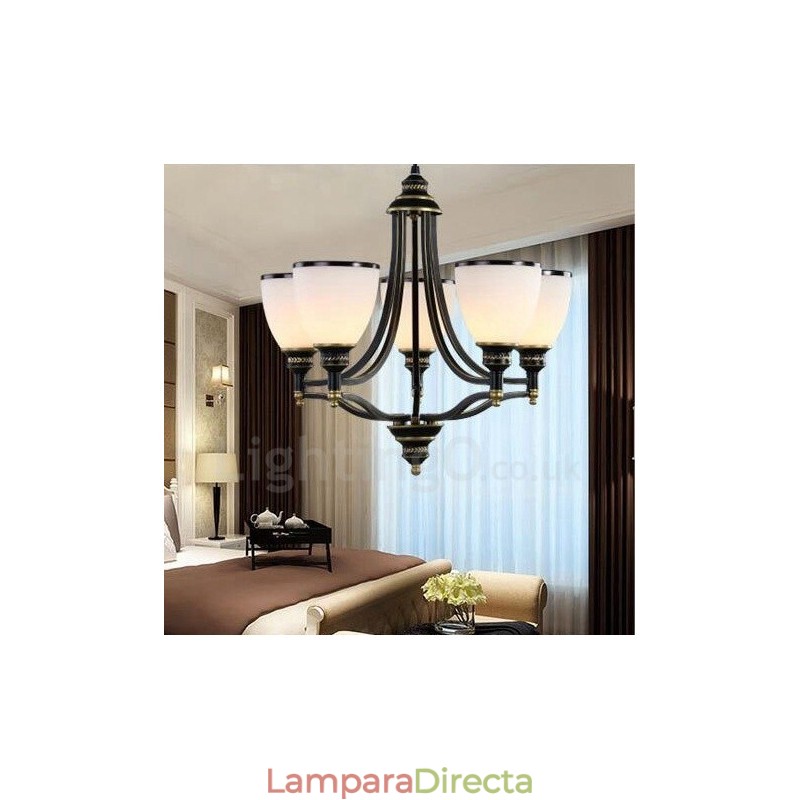Lámpara de araña de metal integrada estilo rústico de 5 luces