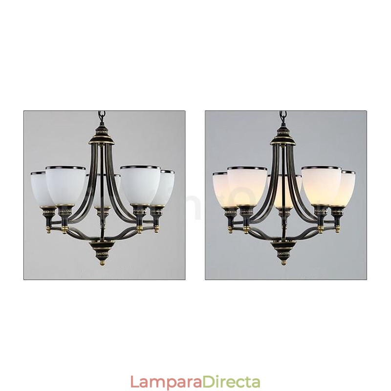 Lámpara de araña de metal integrada estilo rústico de 5 luces