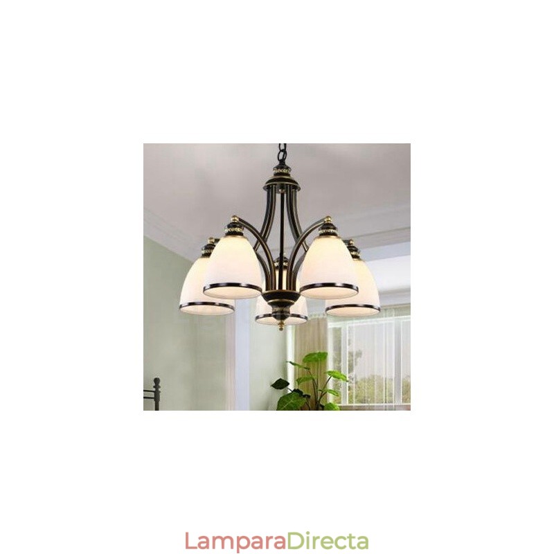 Lámpara de araña de metal integrada estilo rústico de 5 luces