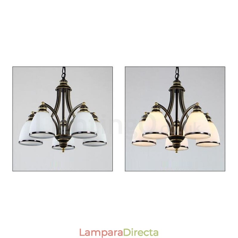 Lámpara de araña de metal integrada estilo rústico de 5 luces