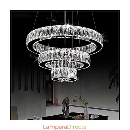 Lámpara colgante de cristal moderna con tres anillos D204060 K9, lámparas de techo de cristal grandes Lámpara colgante de cristal moderna con tres anillos D204060 K9, lámparas de techo de cristal grandes