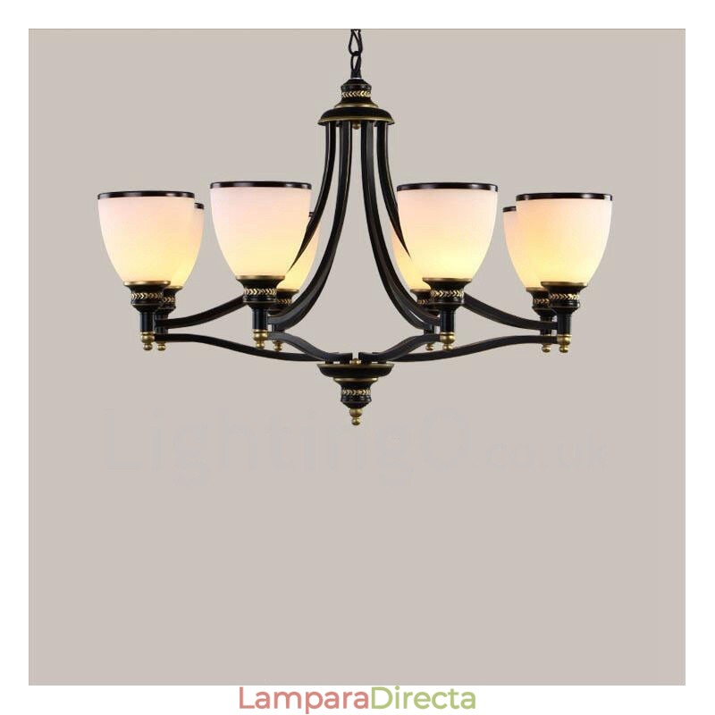Lámpara de araña de metal integrada estilo rústico Lodge de 8 luces