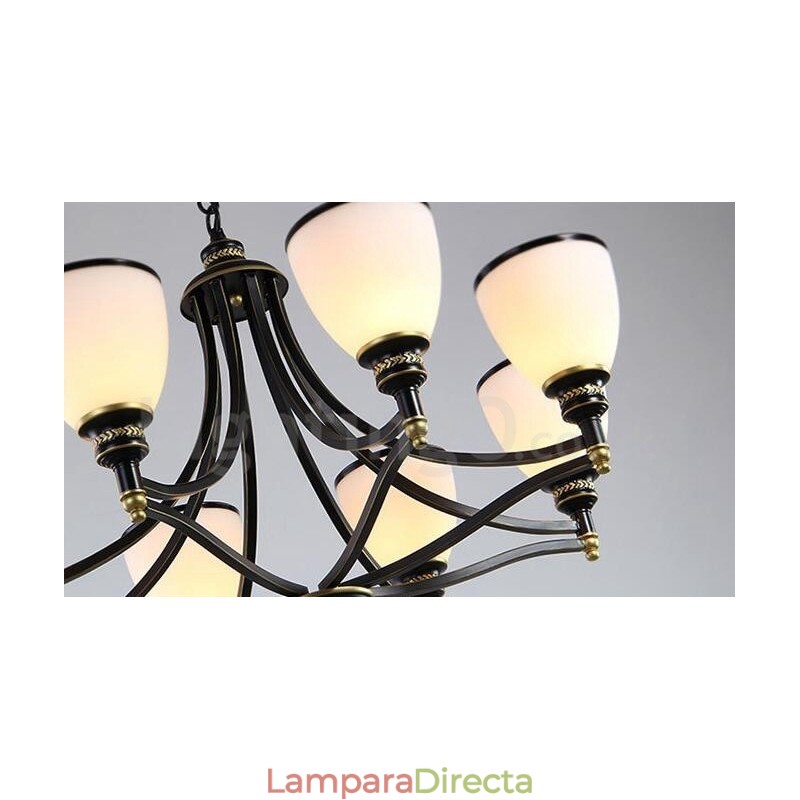 Lámpara de araña de metal integrada estilo rústico Lodge de 8 luces