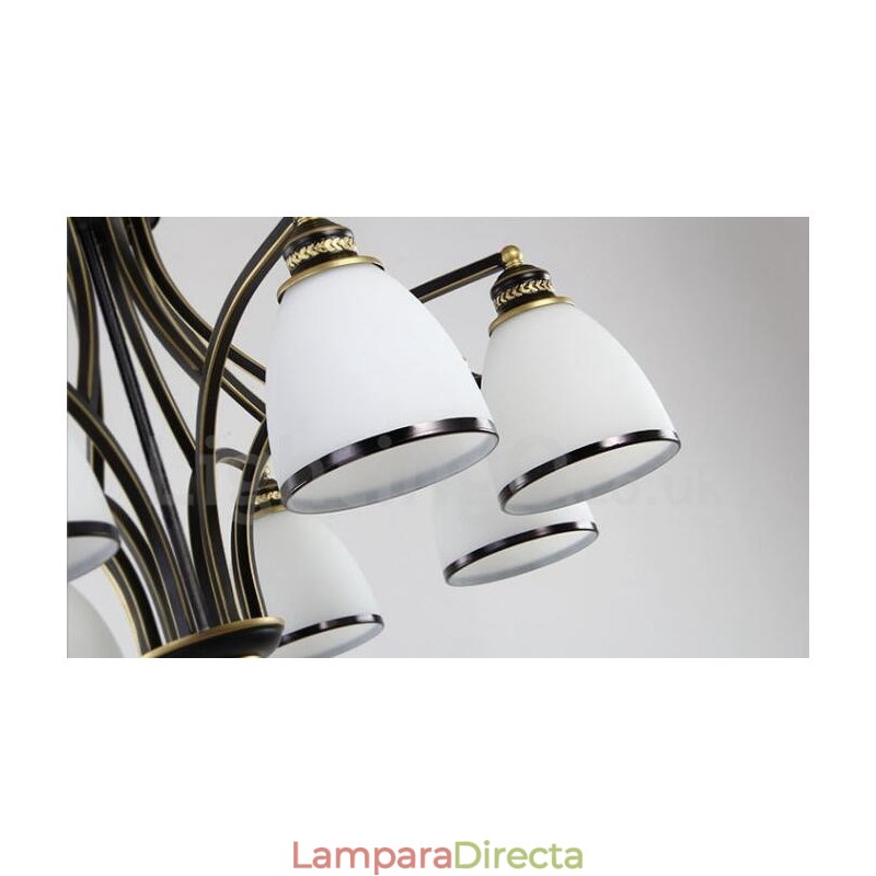 Lámpara de araña de metal integrada estilo rústico Lodge de 8 luces