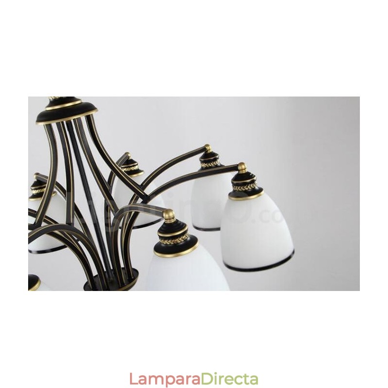Lámpara de araña de metal integrada estilo rústico Lodge de 8 luces