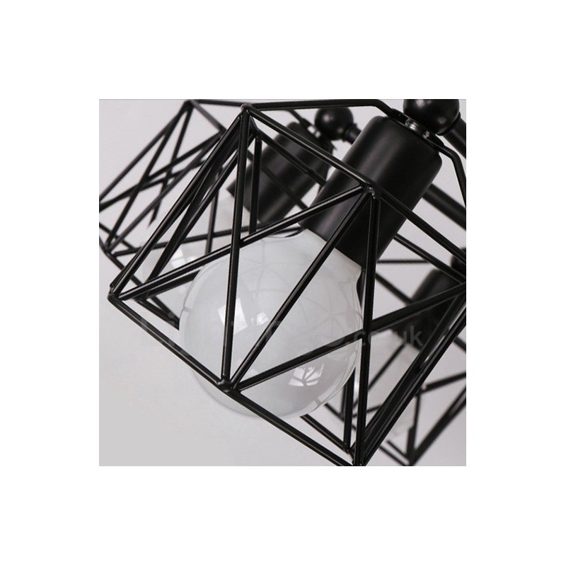 Lámpara de araña integrada rústica de 6 luces