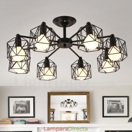 Lámpara de araña integrada rústica de 8 luces Lámpara de araña integrada rústica de 8 luces