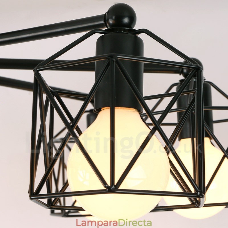 Lámpara de araña integrada rústica de 8 luces
