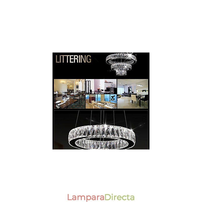 Lámpara colgante de cristal moderna con tres anillos D204060 K9, lámparas de techo de cristal grandes