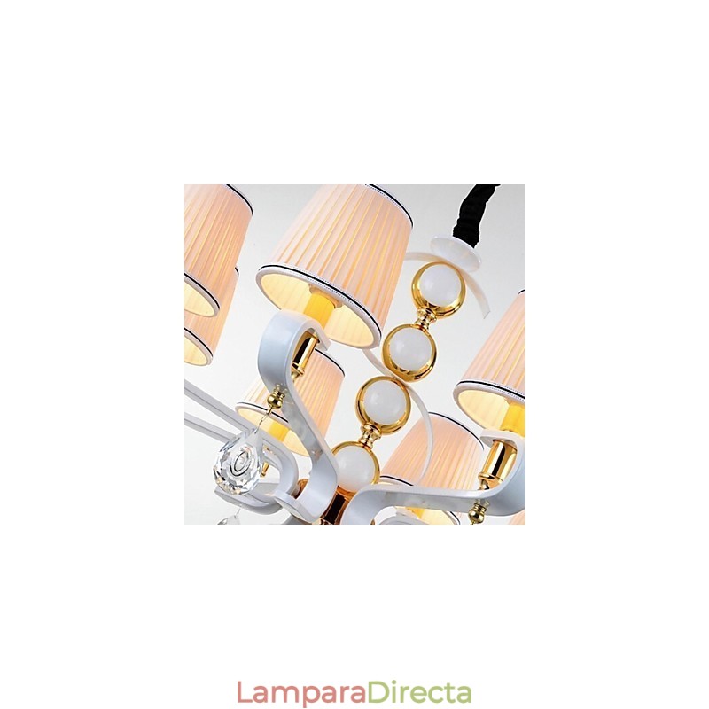 Lámpara de araña de tela de 8 luces, moderna, minimalista, de alta calidad.