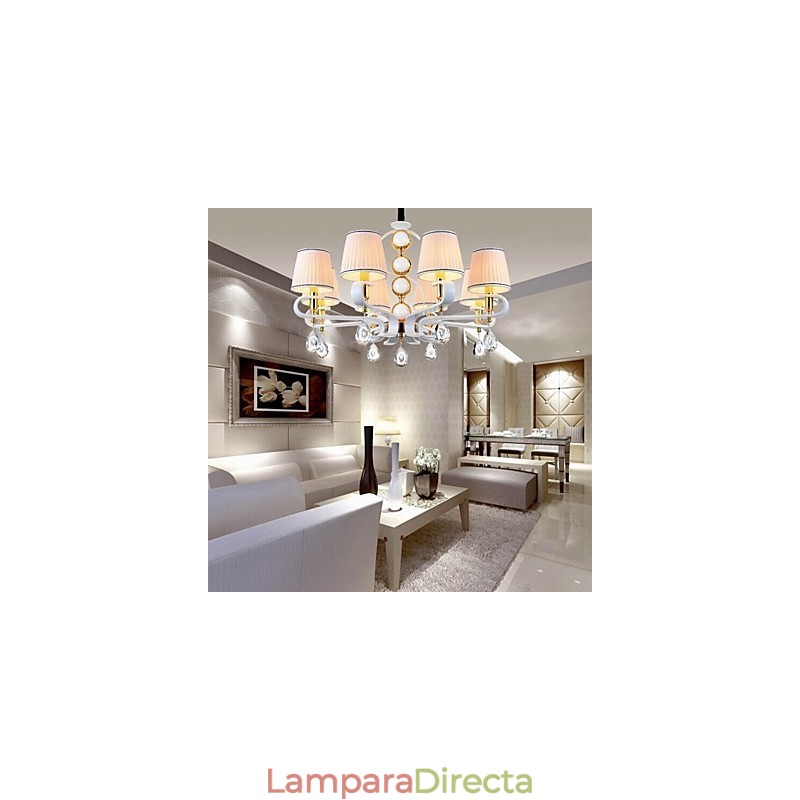 Lámpara de araña de tela de 8 luces, moderna, minimalista, de alta calidad.
