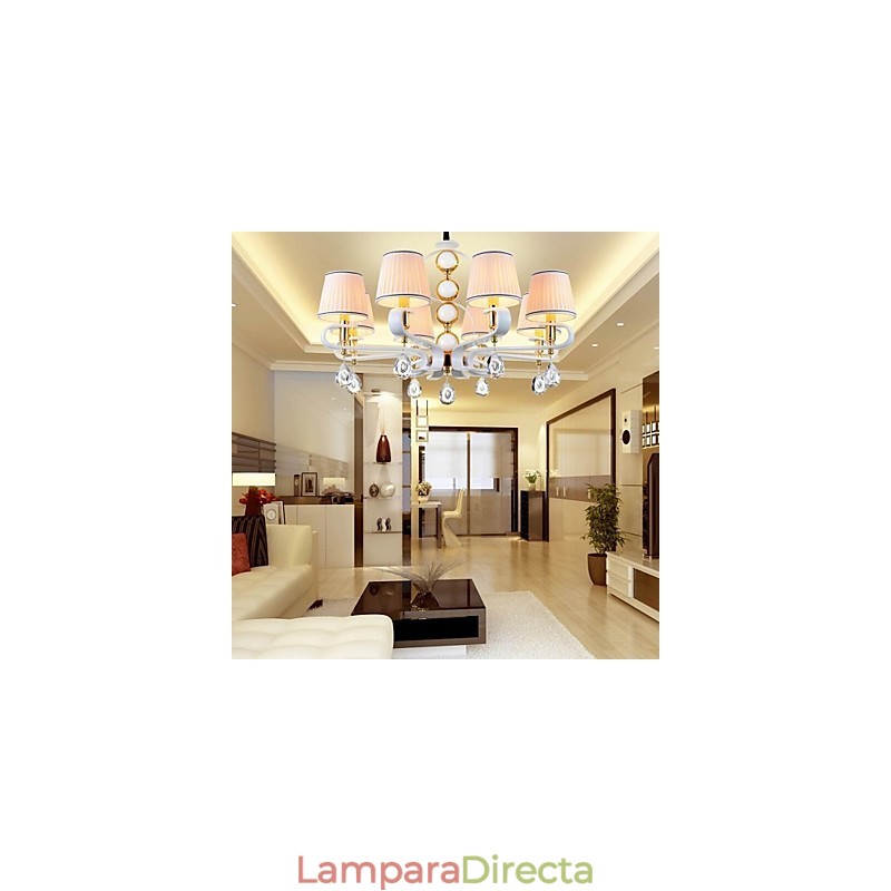 Lámpara de araña de tela de 8 luces, moderna, minimalista, de alta calidad.