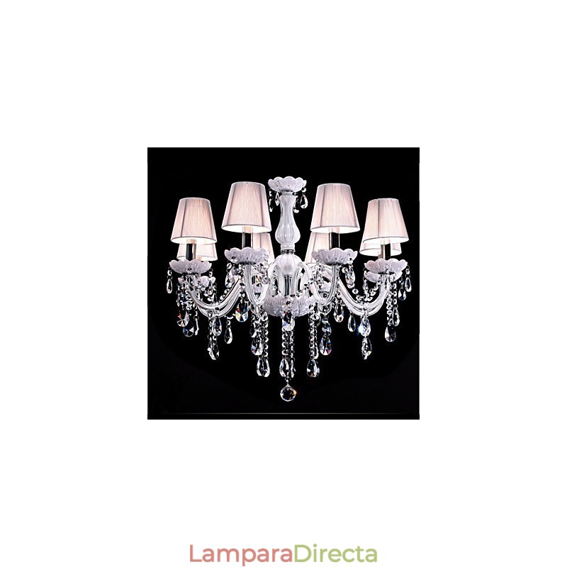 Lámpara de araña de cristal de lujo de 6 luces, color blanco, K9