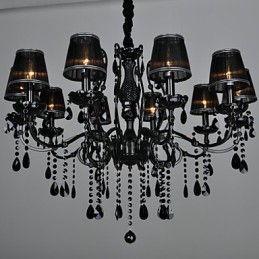 Lámpara de araña de cristal moderna contemporánea de 10 luces de metal.