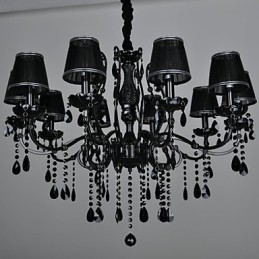 Lámpara de araña de cristal moderna contemporánea de 10 luces de metal.
