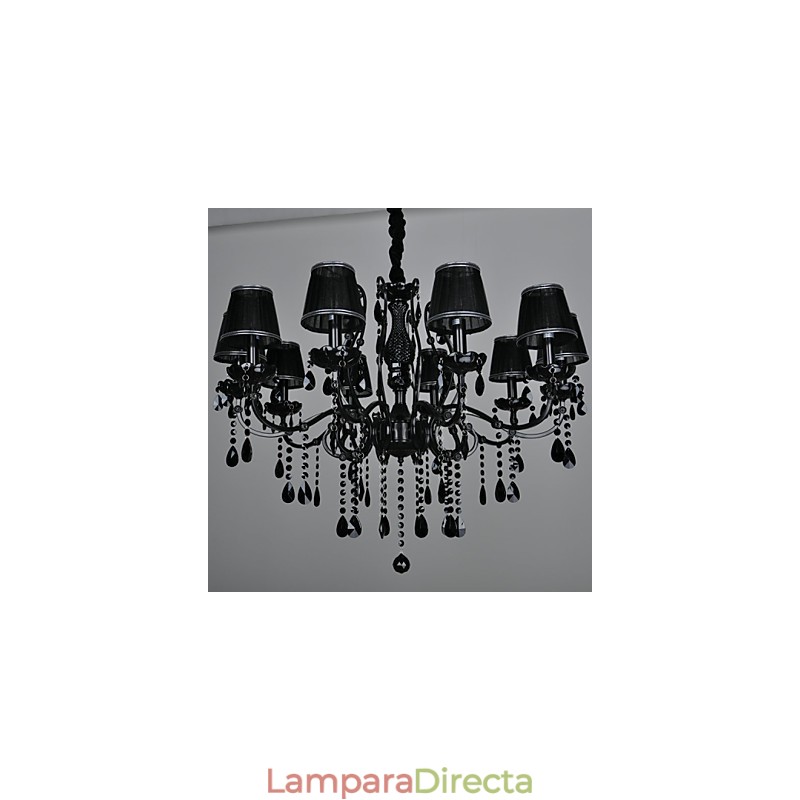Lámpara de araña de cristal moderna contemporánea de 10 luces de metal.