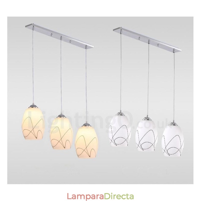 Lámpara colgante de metal integrada, moderna y contemporánea, de 3 luces