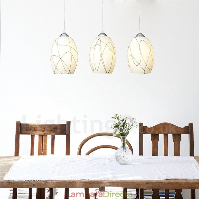 Lámpara colgante de metal integrada, moderna y contemporánea, de 3 luces