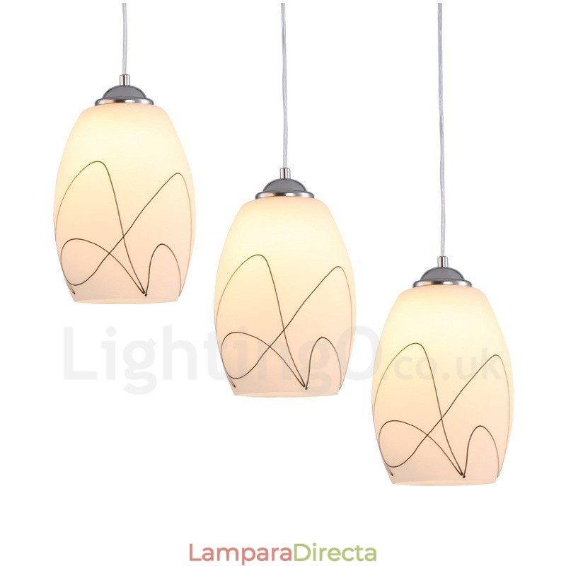 Lámpara colgante de metal integrada, moderna y contemporánea, de 3 luces