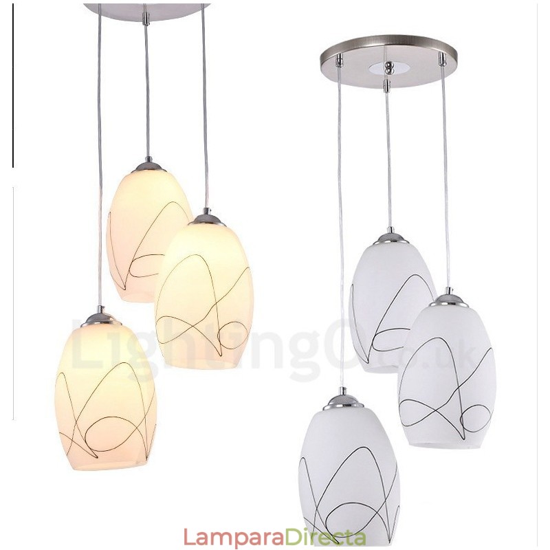 Lámpara colgante de metal integrada, moderna y contemporánea, de 3 luces