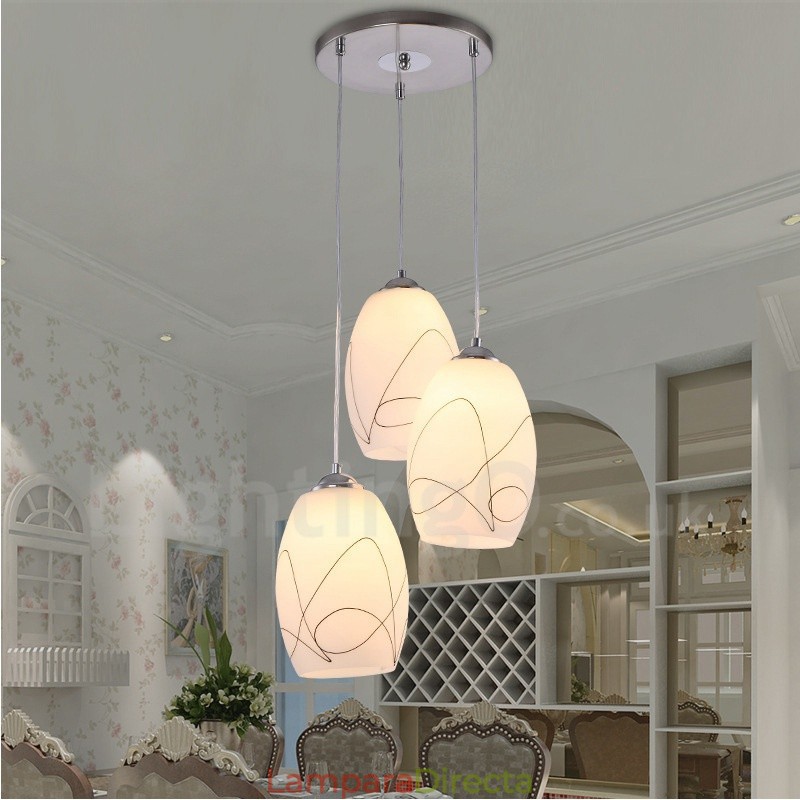 Lámpara colgante de metal integrada, moderna y contemporánea, de 3 luces